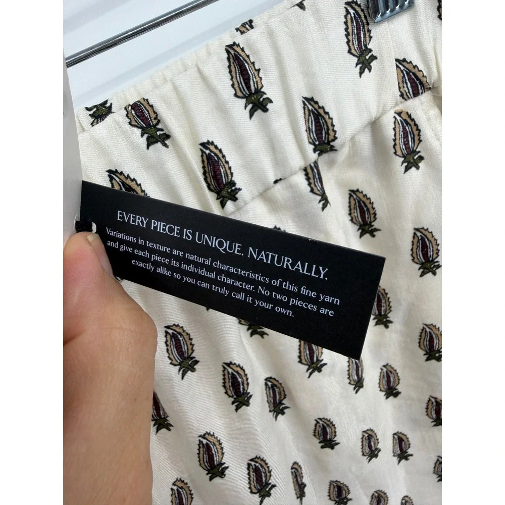 Banana Republic‎ Paisley Linen blend Set XL/L Petite Cream Black Kimono Pants